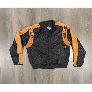 Harley Davidson Windbreaker Motorcycle Jacket Size Large **Broken Front Zipper**